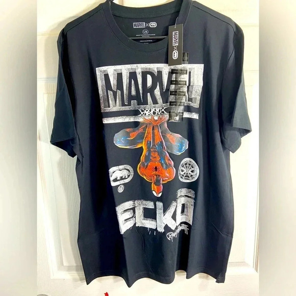 Marvel x Ecko - Spider-Man - Large Black T Shirt - BNWT 🕸️🕷️🔴🔵 - Picture 1 of 5